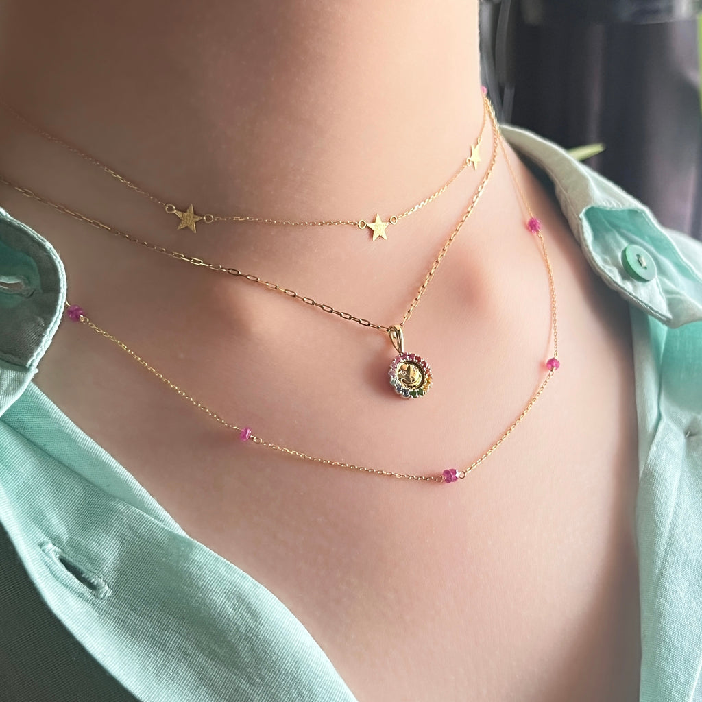 K18＆K10 Happy Rainbow Pendant　虹色のニッコリペンダントトップ