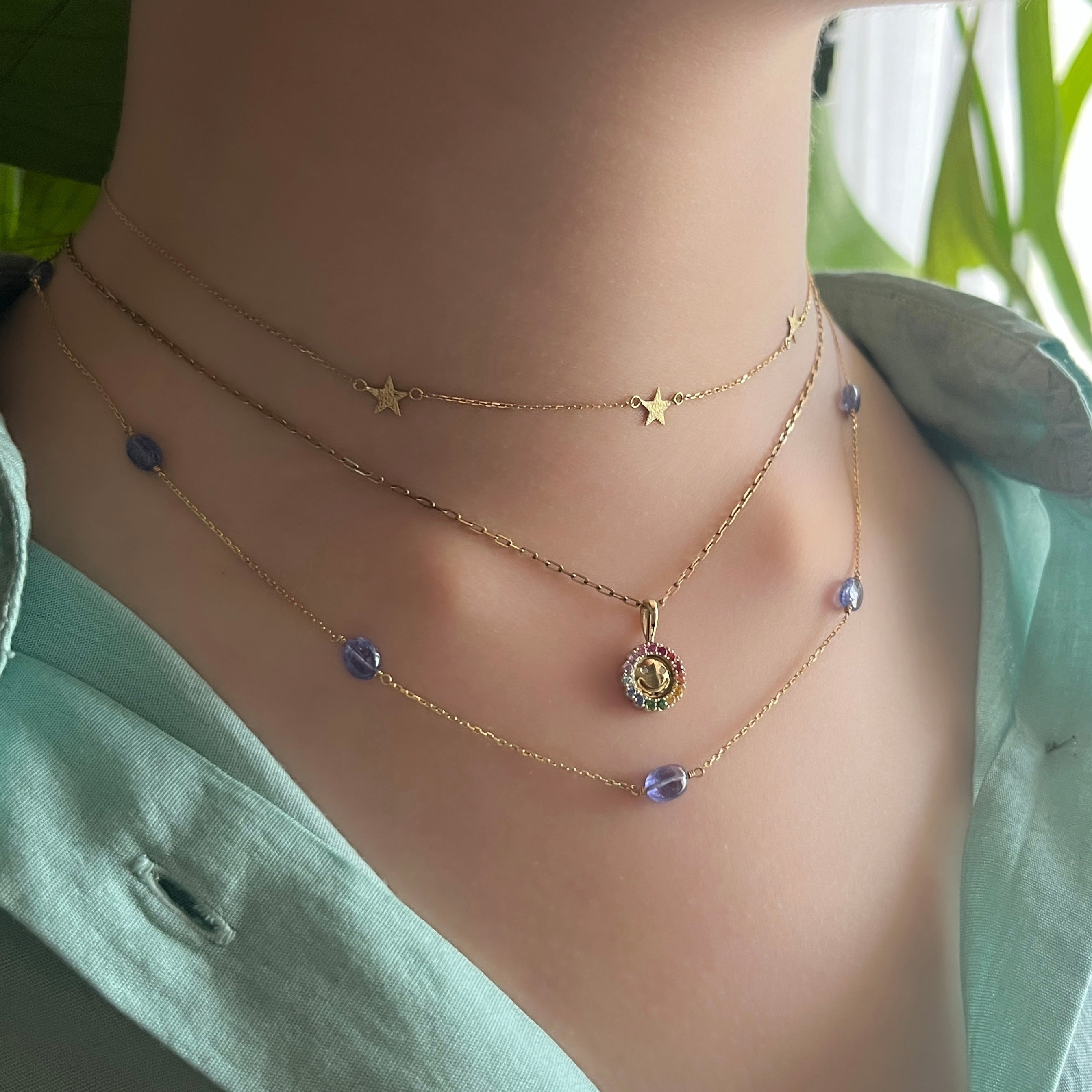 K18＆K10 Happy Rainbow Pendant　虹色のニッコリペンダントトップ