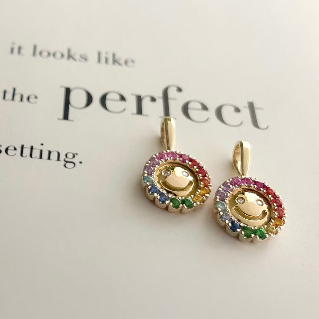 K18＆K10 Happy Rainbow Pendant　虹色のニッコリペンダントトップ