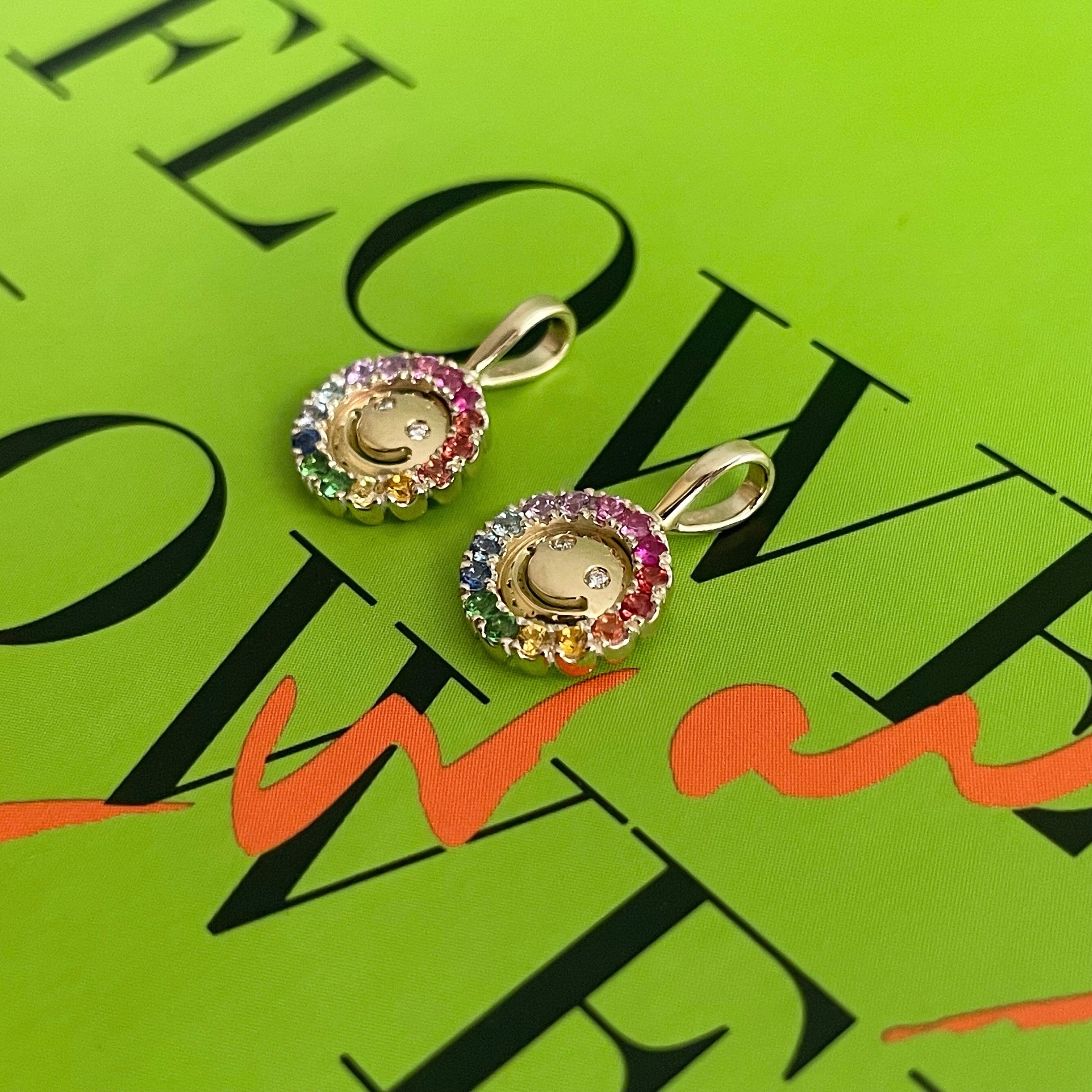 K18＆K10 Happy Rainbow Pendant　虹色のニッコリペンダントトップ