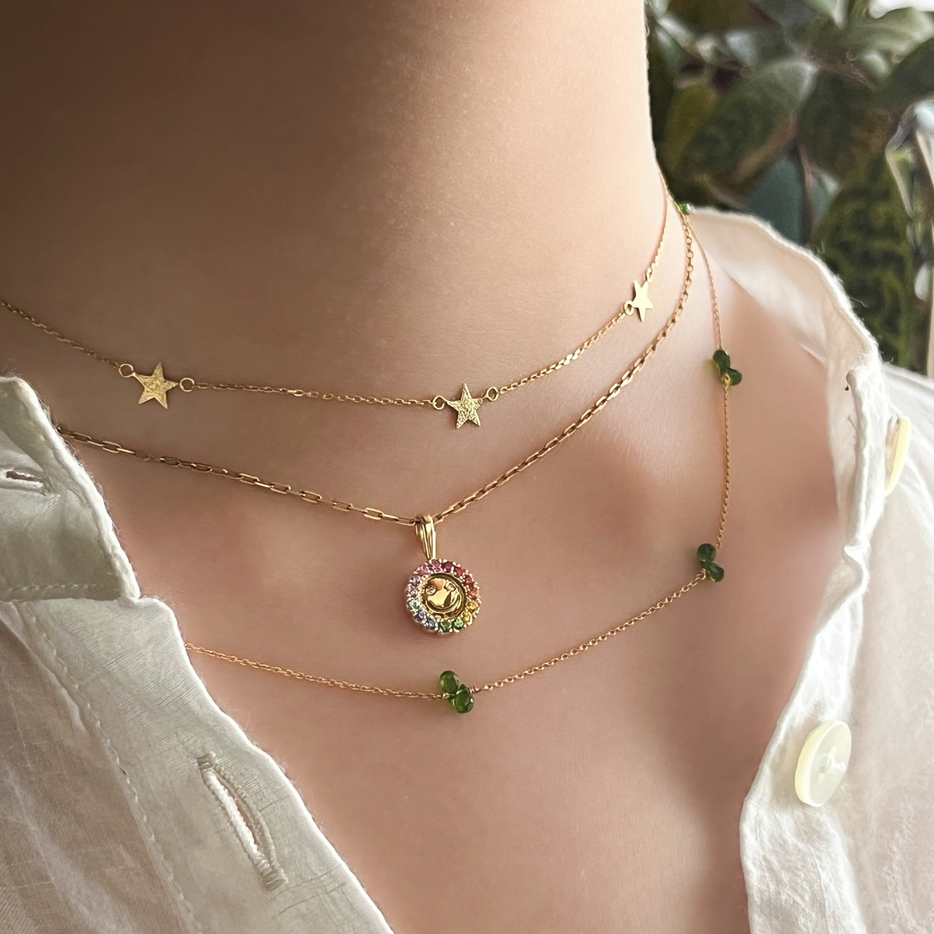 K18＆K10 Happy Rainbow Pendant　虹色のニッコリペンダントトップ