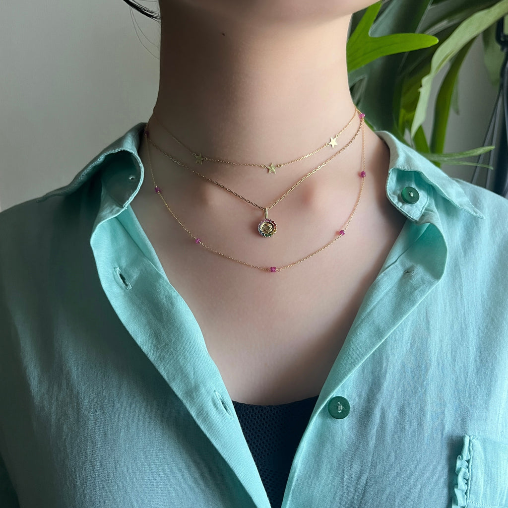 K18＆K10 Happy Rainbow Pendant　虹色のニッコリペンダントトップ