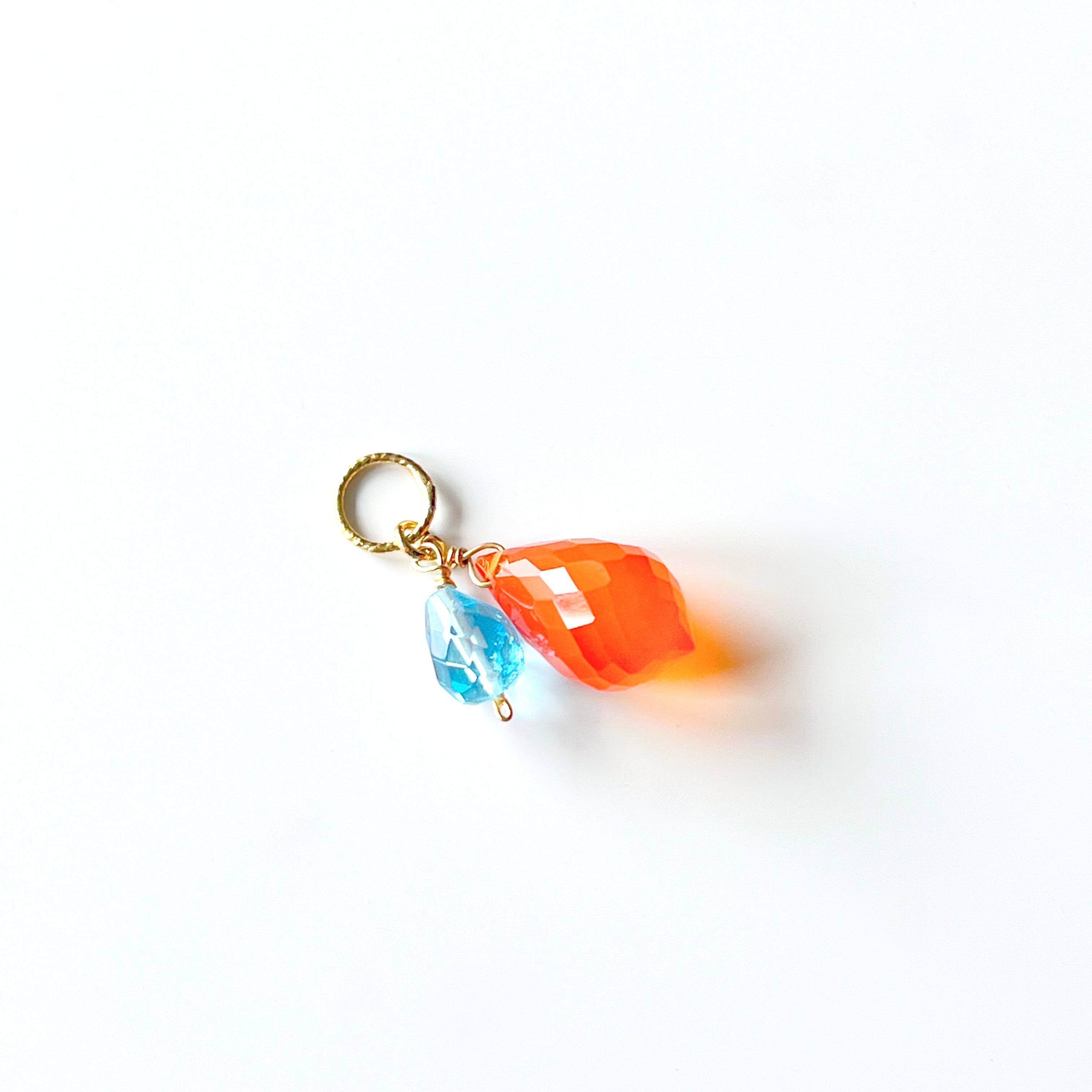 K18カーネリアン&ブルートパーズ・ネックレスチャーム