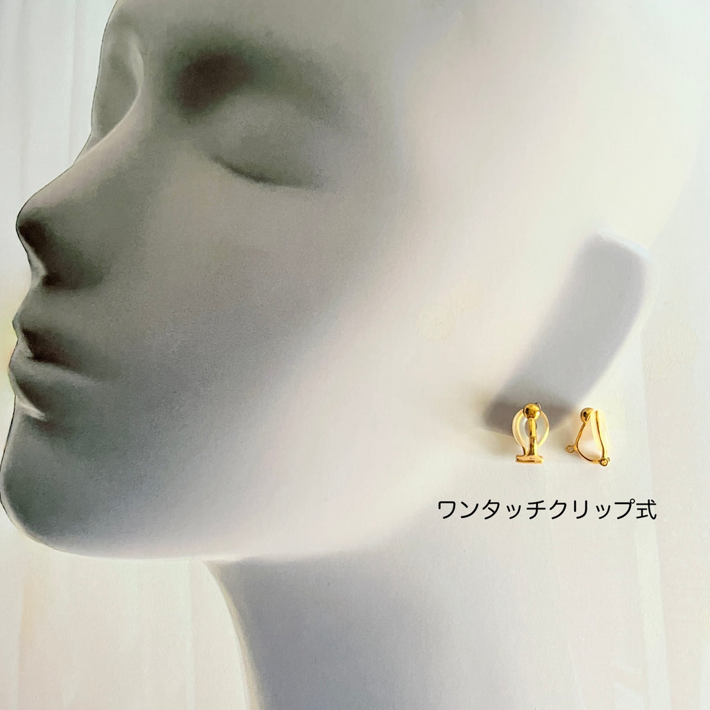 K18シトリン×オパール・ショートピアス【一点限り・金具選択可】