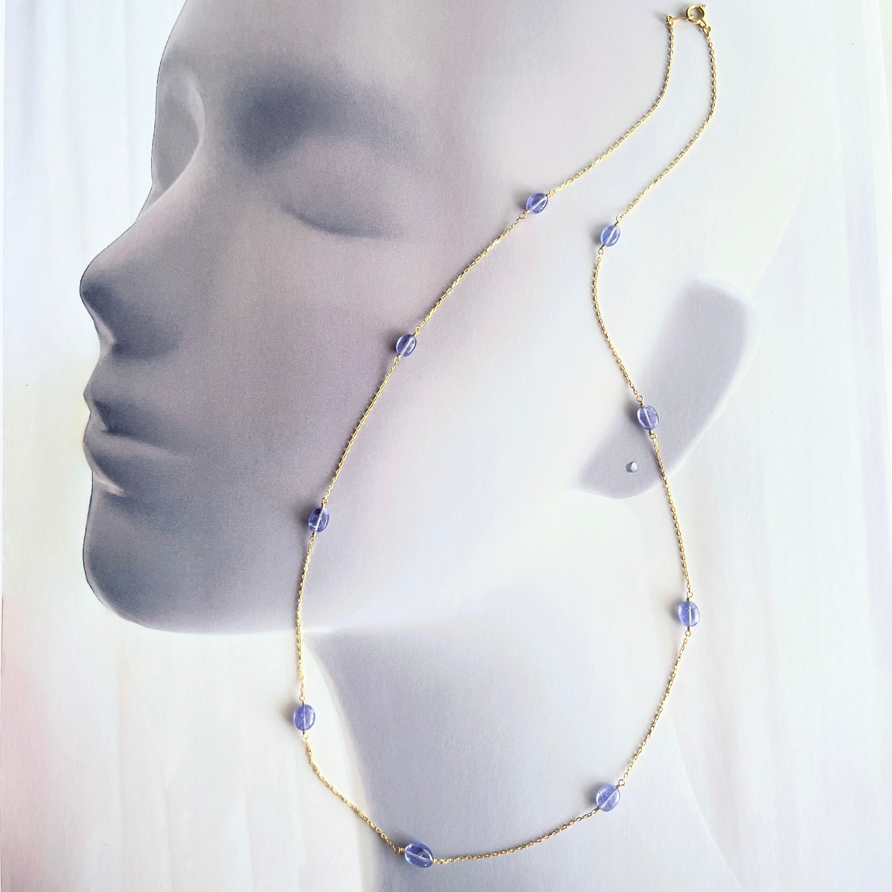 K18タンザナイト・ステーションネックレス・ショート45cm