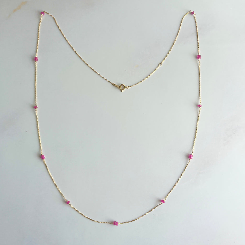 K18ルビー・ステーションネックレス・ロング６０cm