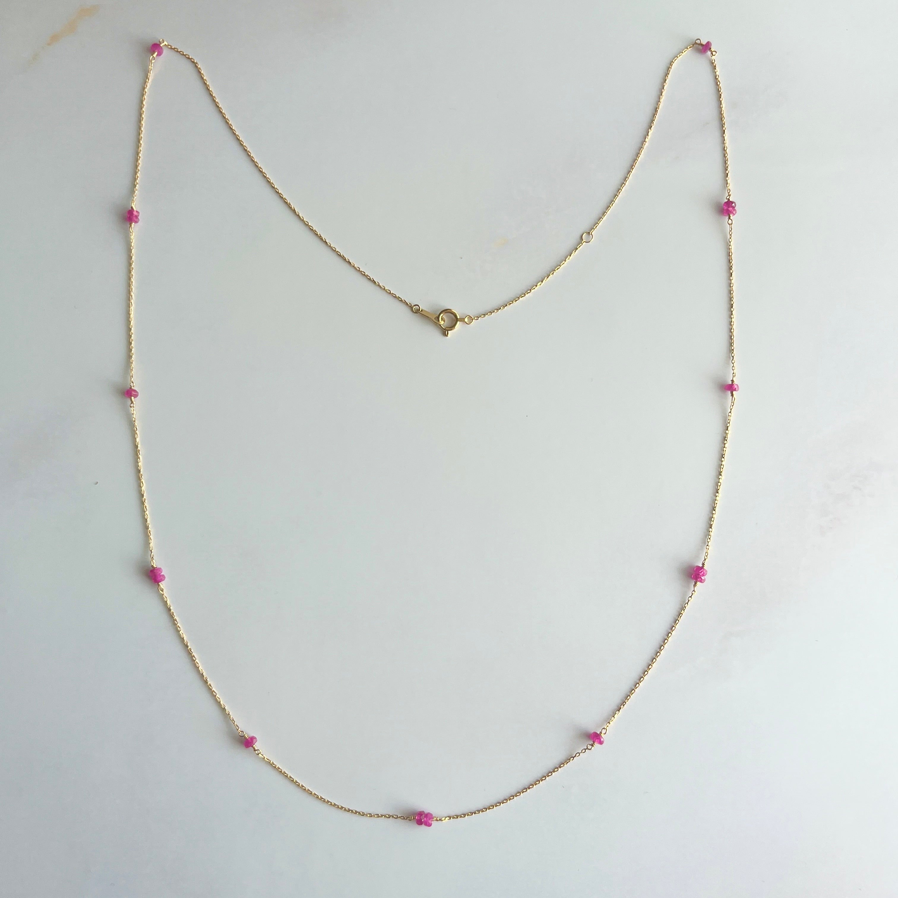 K18ルビー・ステーションネックレス・ロング６０cm