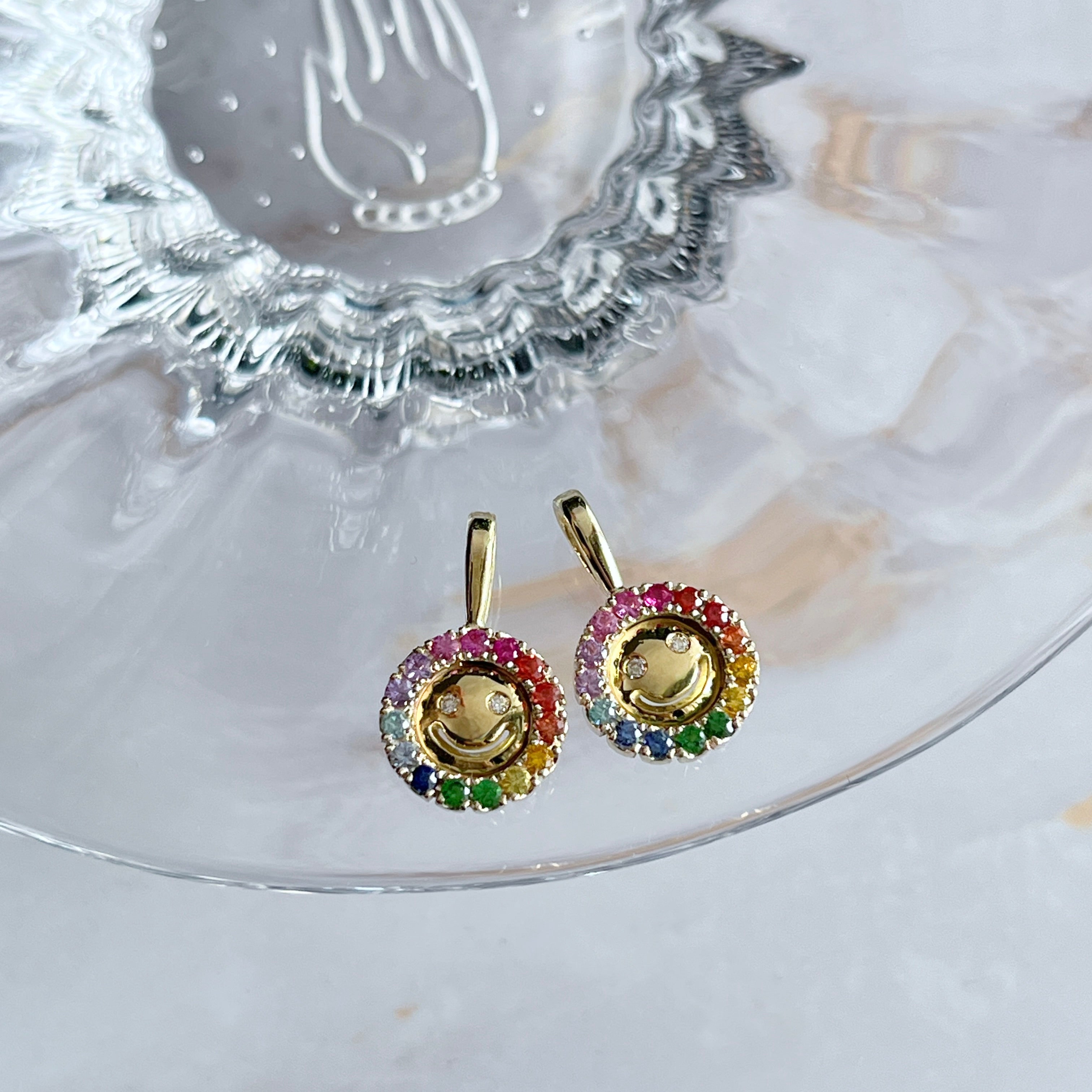K18＆K10 Happy Rainbow Pendant　虹色のニッコリペンダントトップ