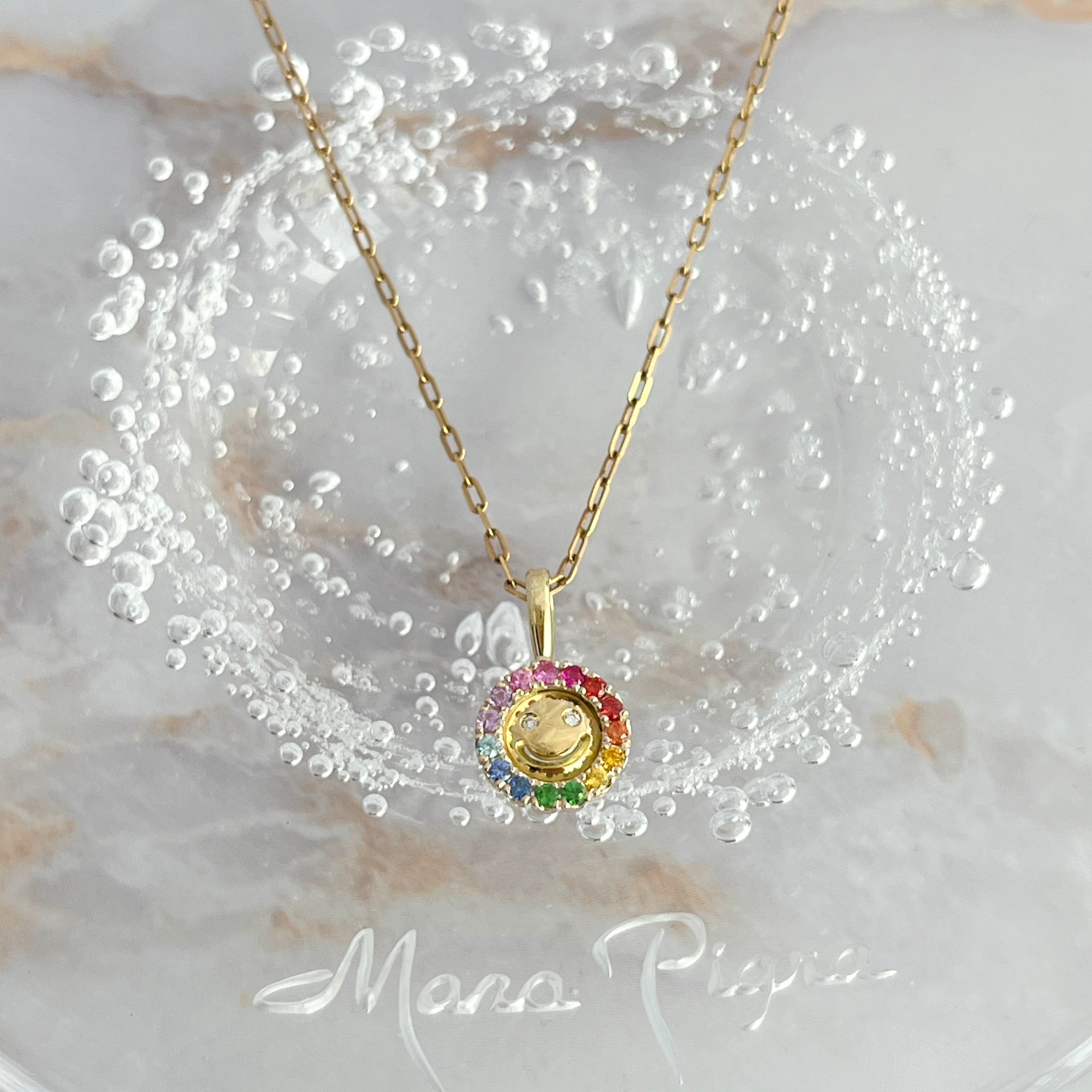 K18＆K10 Happy Rainbow Pendant　虹色のニッコリペンダントトップ