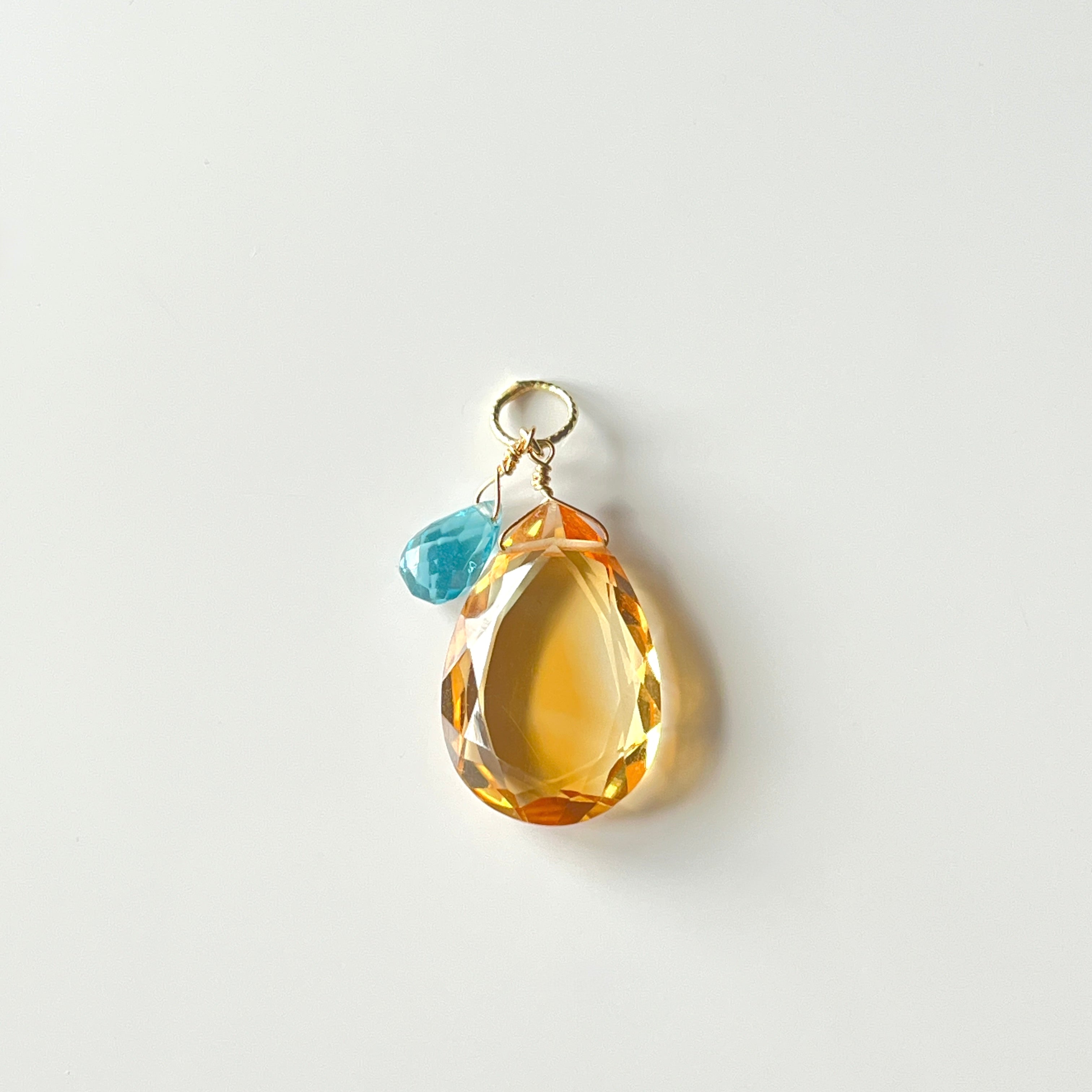 K18ペアシェイプシトリン&アパタイト・ネックレスチャーム