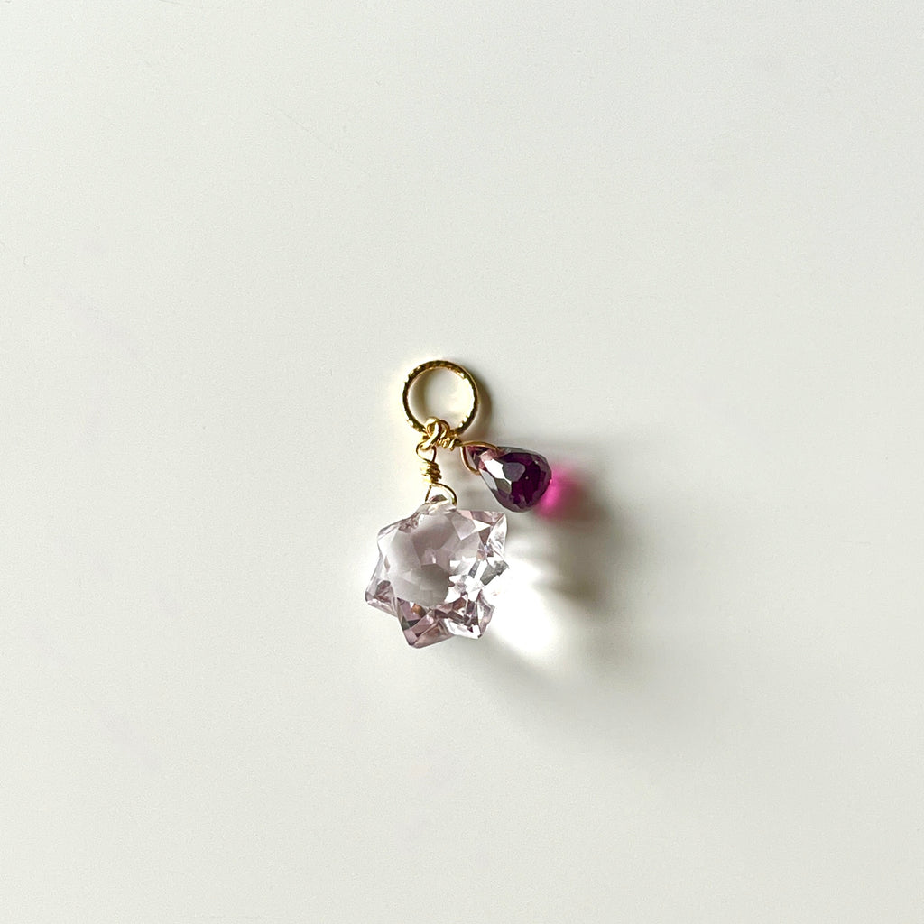 K18ライトアメシスト&ロードライトガーネット・ネックレスチャーム
